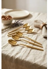 6lı Lüks Gold Paslanmaz Çelik Yemek Kaşığı Seti (21 cm)
