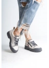 AGATHA Bağcıklı Fermuarlı Ortopedik Taban Kadın Sneaker Spor Ayakkabı CGT - Krem
