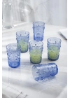 Akrilik Mavi 6lı Kısa Bardak & Su Meşrubat Kahve Yanı Bardağı 400 ml ( Cam Değildir )