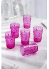 Akrilik Pembe 6lı Kısa Bardak & Su Meşrubat Kahve Yanı Bardağı 400 ml ( Cam Değildir )