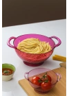 Akrilik Pembe Makarna Süzgeçi & Sebze Meyve Süzgeçi