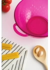 Akrilik Pembe Makarna Süzgeçi & Sebze Meyve Süzgeçi