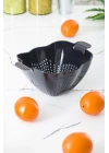 Akrilik Siyah Makarna Süzgeçi & Sebze Meyve Süzgeçi Siyah (32 * 23 Cm)