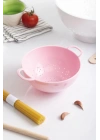 Akrilik Soft Pembe Mini Pirinç Süzgeçi & Bakliyat Süzgeçi (3 SU BARDAĞI ÖLÇÜLÜ)