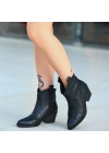 Akver Siyah Cilt Topuklu Bot