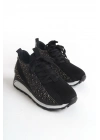 ALYA Bağcıklı Ortopedik Taban Taşlı Kadın Sneaker Spor Ayakkabı CBT - Siyah