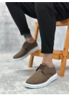 BA0003 Bağcıklı Klasik Spor Keten Kahverengi Beyaz Taban Casual Erkek Ayakkabı