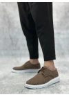 BA0003 Bağcıklı Klasik Spor Keten Kahverengi Beyaz Taban Casual Erkek Ayakkabı