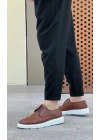 BA0003 Bağcıklı Klasik Taba Beyaz Kalın Taban Casual Erkek Ayakkabı