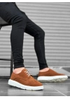 BA0003 Bağcıklı Süet Klasik Taba Beyaz Yüksek Taban Casual Erkek Ayakkabı