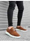 BA0003 Bağcıklı Süet Klasik Taba Beyaz Yüksek Taban Casual Erkek Ayakkabı