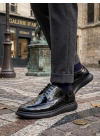BA0003 Yeni Sezon Siyah Rugan Lüks Brouge Klasik Ayakkabı
