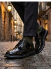 BA0003 Yeni Sezon Siyah Rugan Lüks Brouge Klasik Ayakkabı