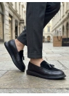 BA0005 Yeni Sezon Kalın Tabanlı Siyah Süet Makosen Ayakkabı