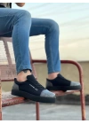 BA0104 Bağcıklı Siyah Ekose Süet Siyah Taban Spor Klasik Erkek Ayakkabı
