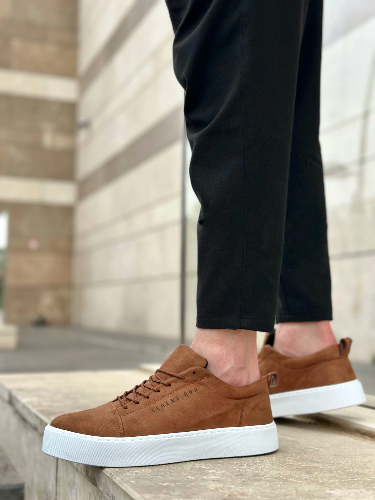 BA0104 Bağcıklı Taba Süet Beyaz Taban Spor Klasik Erkek Ayakkabı