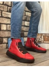 Ba0142 Bantlı Erkek Yüksek Taban Kırmızı Spor Erkek Bot