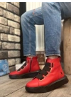 BA0142 Bantlı Erkek Yüksek Taban Kırmızı Spor Bot