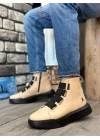 Ba0142 Bantlı Erkek Yüksek Taban Krem Spor Erkek Bot