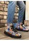 BA0142 Bantlı Erkek Yüksek Taban Popart Model Spor Bot