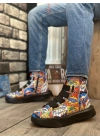 BA0142 Bantlı Erkek Yüksek Taban Popart Model Spor Bot