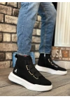 Ba0142 Bantlı Erkek Yüksek Taban Siyah Spor Erkek Bot
