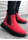 Ba0150 Bağcıksız Bantlı Erkek Yüksek Taban Kırmızı Spor Erkek Bot
