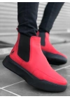 Ba0150 Bağcıksız Bantlı Erkek Yüksek Taban Kırmızı Spor Erkek Bot