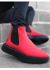 Ba0150 Bağcıksız Bantlı Erkek Yüksek Taban Kırmızı Spor Erkek Bot