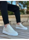 BA0152 Bağcıklı Yüksek Taban Krem Keten Erkek Ayakkabı