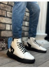 Ba0155 Bağcıklı Erkek Yüksek Taban Beyaz Siyah Taban Spor Erkek Bot