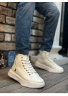Ba0155 Bağcıklı Erkek Yüksek Taban Beyaz Spor Erkek Bot