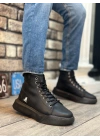 Ba0155 Bağcıklı Erkek Yüksek Taban Siyah Spor Erkek Bot