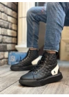Ba0159 Bağcıklı Erkek Yüksek Taban Siyah Beyaz Spor Erkek Bot
