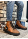 Ba0159 Bağcıklı Koyu Taba Kapitone Erkek Yüksek Taban Spor Erkek Bot