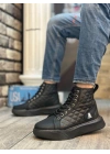 Ba0159 Bağcıklı Siyah Kapitone Erkek Yüksek Taban Spor Erkek Bot