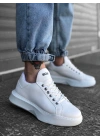 Ba0161 Bağcıklı Erkek Yüksek Taban Beyaz Erkek Spor Ayakkabı