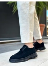 BA0237 Bağcıklı Klasik Siyah Taban  Süet Casual Erkek Ayakkabı