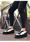BA0238 BOA Yüksek Taban Siyah Beyaz Bağcıklı Erkek Ayakkabı