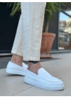 BA0241 Bağcıksız Yüksek Taban Beyaz Cilt Erkek Ayakkabı