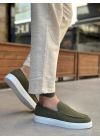 BA0241 Bağcıksız Yüksek Taban Haki Süet Erkek Ayakkabı