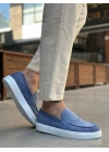 BA0241 Bağcıksız Yüksek Taban Mavi Süet Erkek Ayakkabı