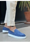 BA0241 Bağcıksız Yüksek Taban Mavi Süet Erkek Ayakkabı