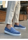 BA0241 Bağcıksız Yüksek Taban Mavi Süet Erkek Ayakkabı