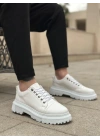 BA0245 Beyaz Akıllı Lastik Bağcık Yüksek Siyah Taban Günlük Erkek Ayakkabı
