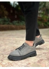 BA0245 Gri Süet Akıllı Lastik Bağcık Yüksek Taban Günlük Erkek Ayakkabı