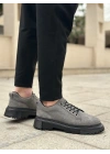 BA0245 Gri Süet Akıllı Lastik Bağcık Yüksek Taban Günlük Erkek Ayakkabı