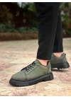 BA0245 Haki Akıllı Lastik Bağcık Yüksek Taban Günlük Erkek Ayakkabı