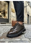 BA0245 Kahverengi Rugan Paraşüt Detaylı Akıllı Lastik Bağcık Yüksek Taban Günlük Erkek Ayakkabı