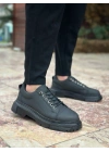 BA0245 Siyah Akıllı Lastik Bağcık Yüksek Siyah Taban Günlük Erkek Ayakkabı